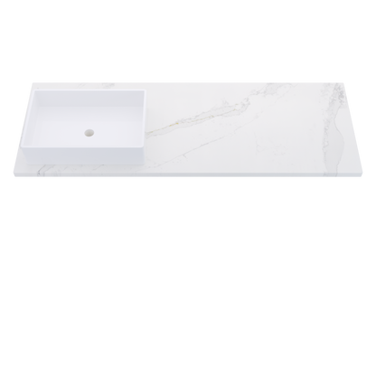 61" Vanderloc Silestone® Quartz Bathroom Vanity Top | Single Rectangle Sink | Offset in Et Calacatta Gold