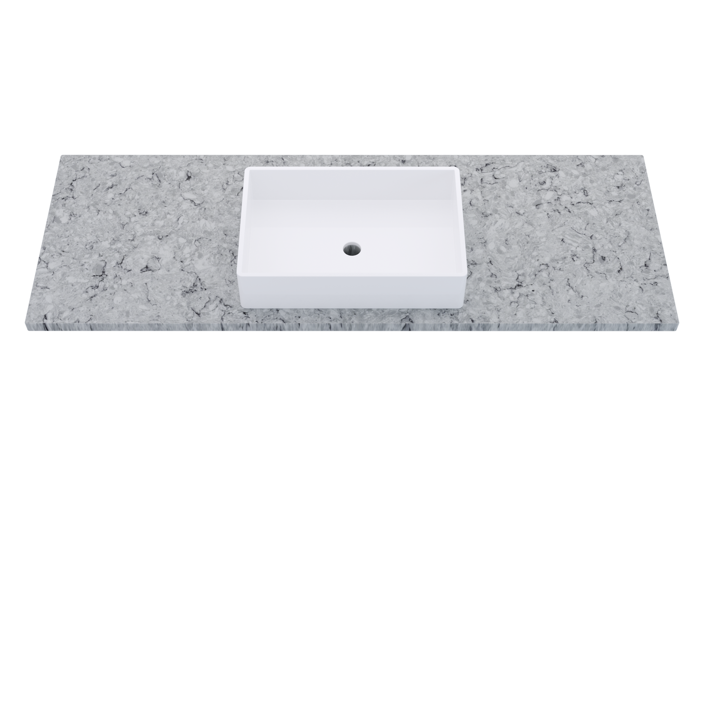 61" Vanderloc Silestone® Quartz Bathroom Vanity Top | Single Vigo Sink | Centered in Pietra