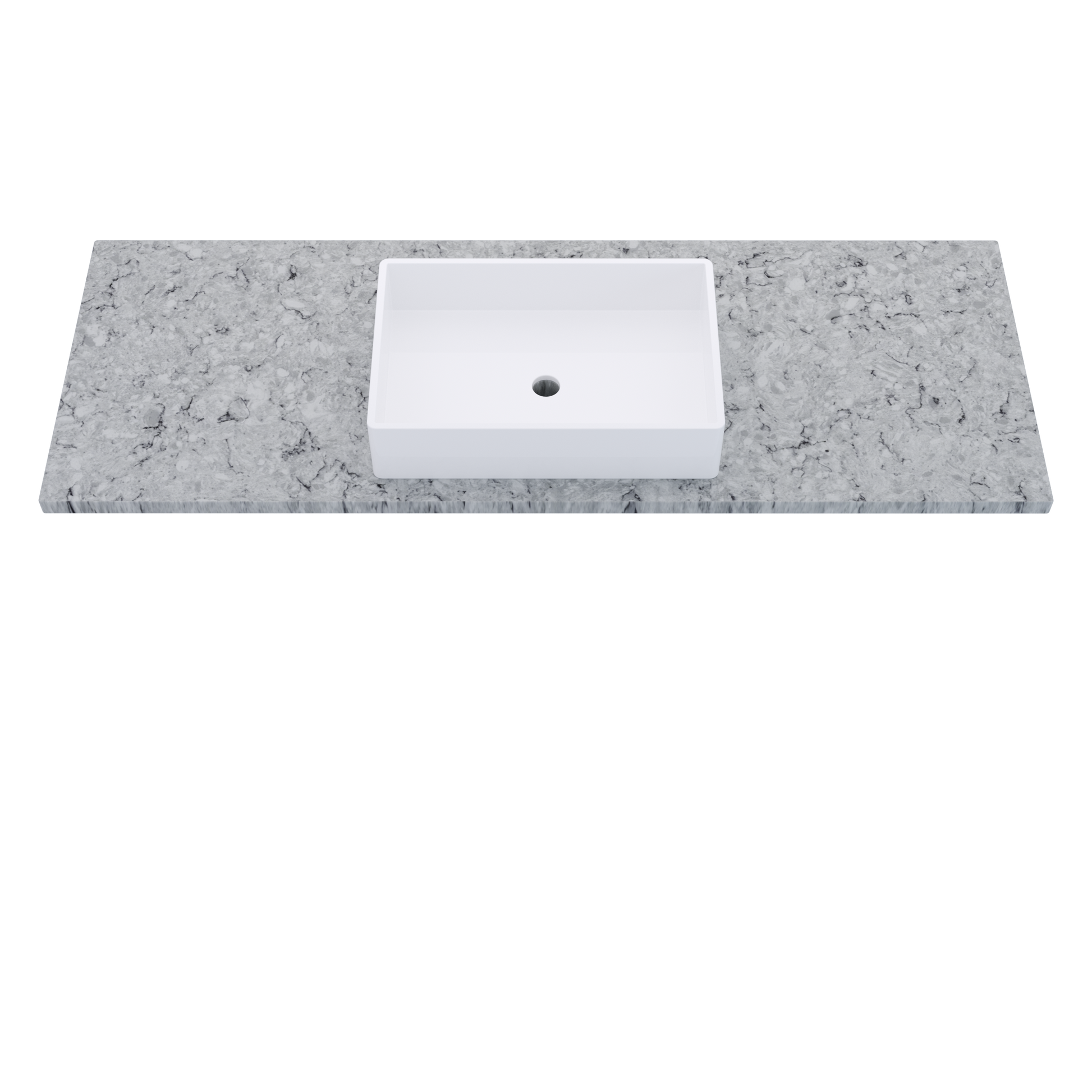 61" Vanderloc Silestone® Quartz Bathroom Vanity Top | Single Vigo Sink | Centered in Pietra