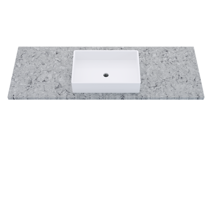 61" Vanderloc Silestone® Quartz Bathroom Vanity Top | Single Vigo Sink | Centered in Pietra
