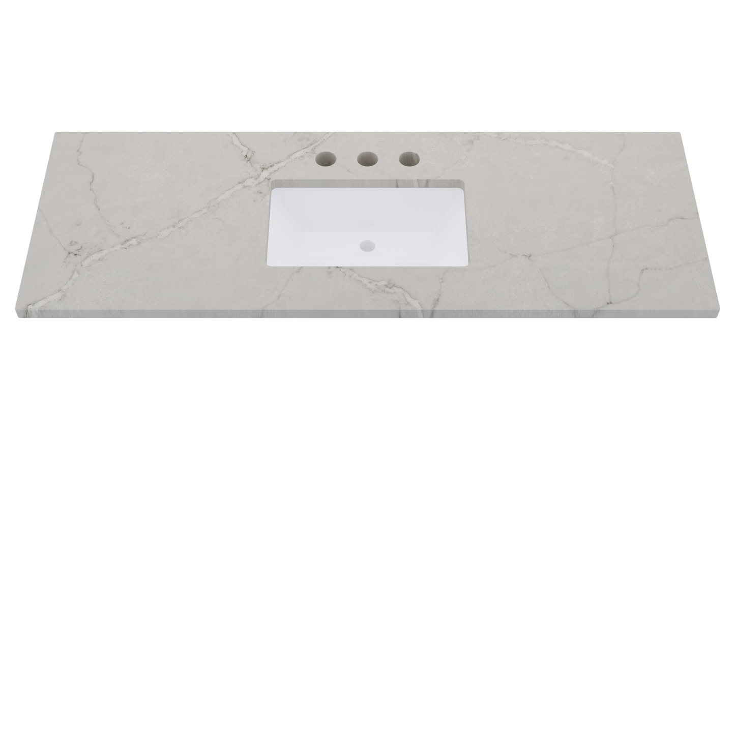 61" Vanderloc Silestone® Quartz Bathroom Vanity Top | Single Rectangle Sink | Centered in Victorian Silver