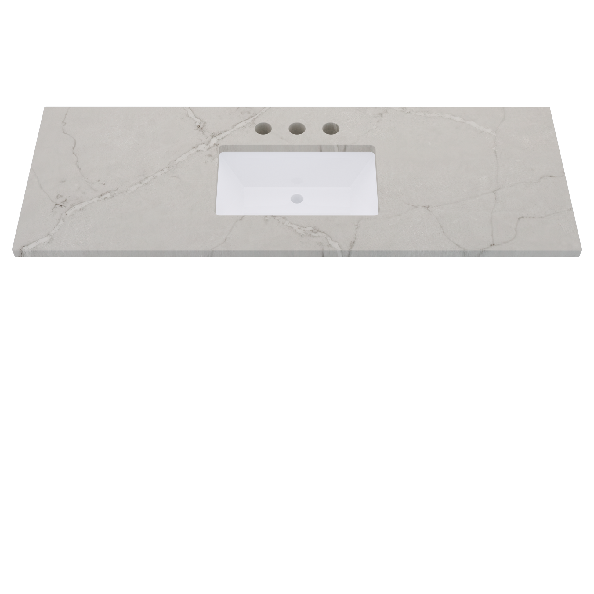 61" Vanderloc Silestone® Quartz Bathroom Vanity Top | Single Rectangle Sink | Centered in Victorian Silver