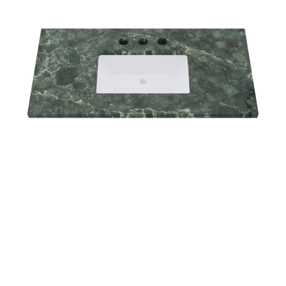43" Vanderloc Silestone® Quartz Bathroom Vanity Top | Single Rectangle Sink | Centered in Jardin Emerald