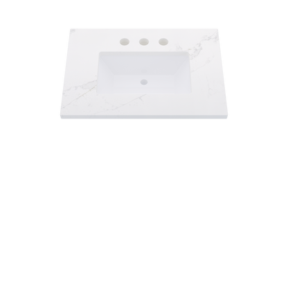 31" Vanderloc Silestone® Quartz Bathroom Vanity Top | Single Rectangle Sink | Centered in Et Calacatta Gold