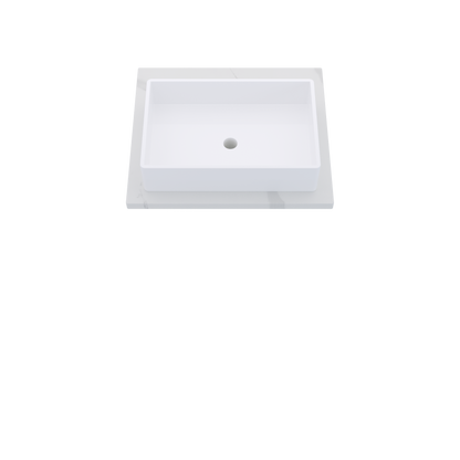 25" Vanderloc Silestone® Quartz Bathroom Vanity Top | Single Vigo Sink | Centered in Classic Calacatta