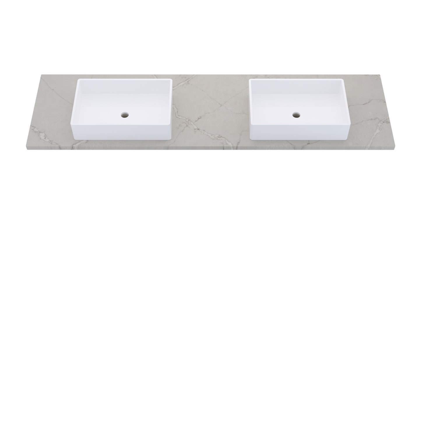 79" Vanderloc Silestone® Quartz Bathroom Vanity Top | Double Vigo Sink | Centered in Victorian Silver