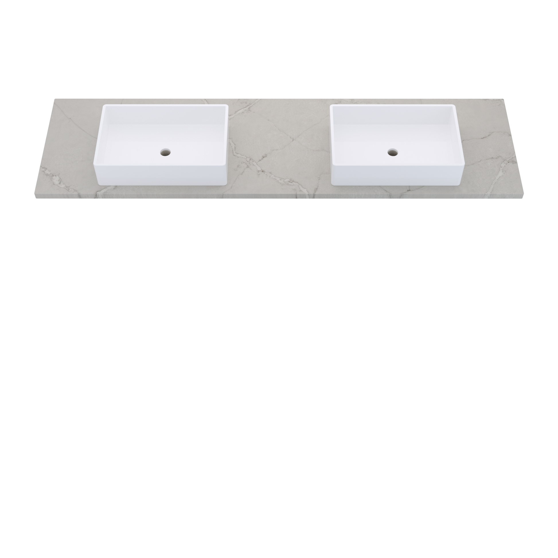 79" Vanderloc Silestone® Quartz Bathroom Vanity Top | Double Vigo Sink | Centered in Victorian Silver