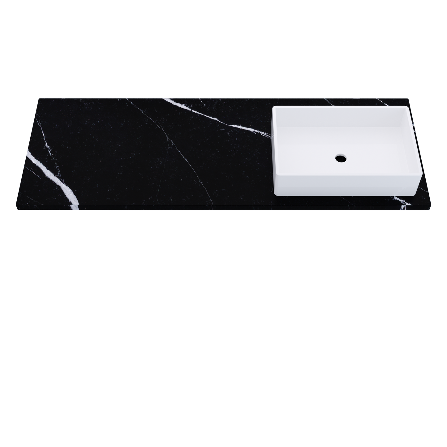 61" Vanderloc Silestone® Quartz Bathroom Vanity Top | Single Vigo Sink | Right Offset in Et Marquina