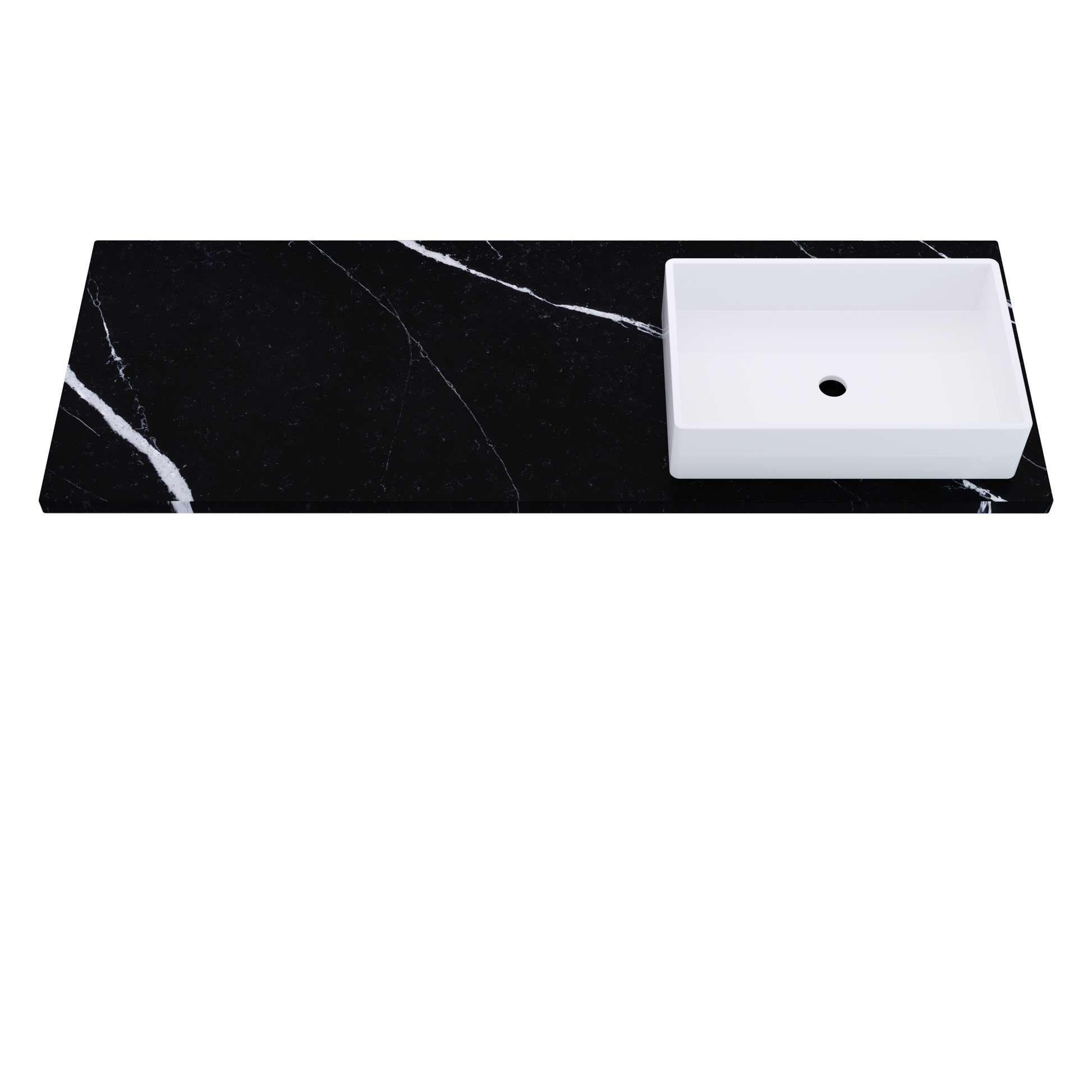 61" Vanderloc Silestone® Quartz Bathroom Vanity Top | Single Vigo Sink | Right Offset in Et Marquina
