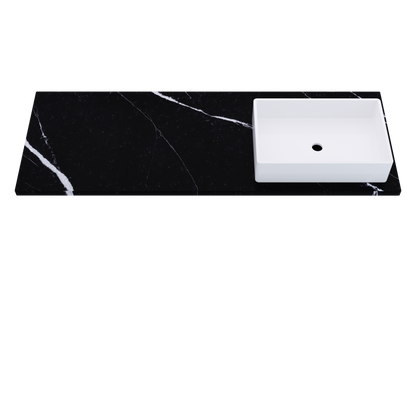 61" Vanderloc Silestone® Quartz Bathroom Vanity Top | Single Vigo Sink | Right Offset in Et Marquina