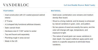Vanderloc LeCrieú Double Drawer Bath Vanity