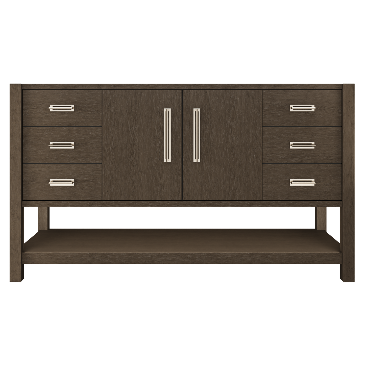 Kiawah Single Extra-Wide Bath Vanity 60in Russet Shadow Satin Nickel