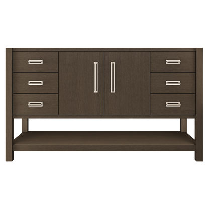 Kiawah Single Extra-Wide Bath Vanity 60in Russet Shadow Satin Nickel