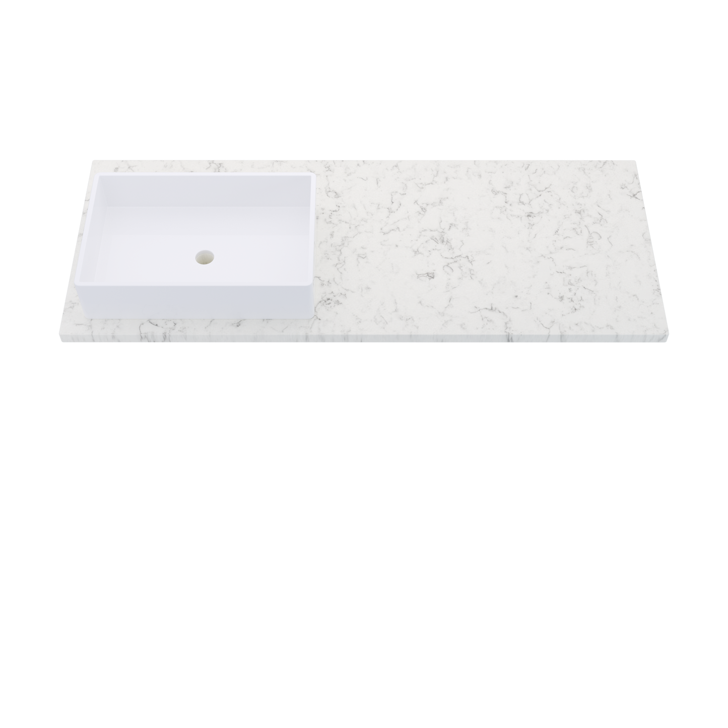 55" Vanderloc Silestone® Quartz Bathroom Vanity Top | Single Rectangle Sink | Offset in Lyra