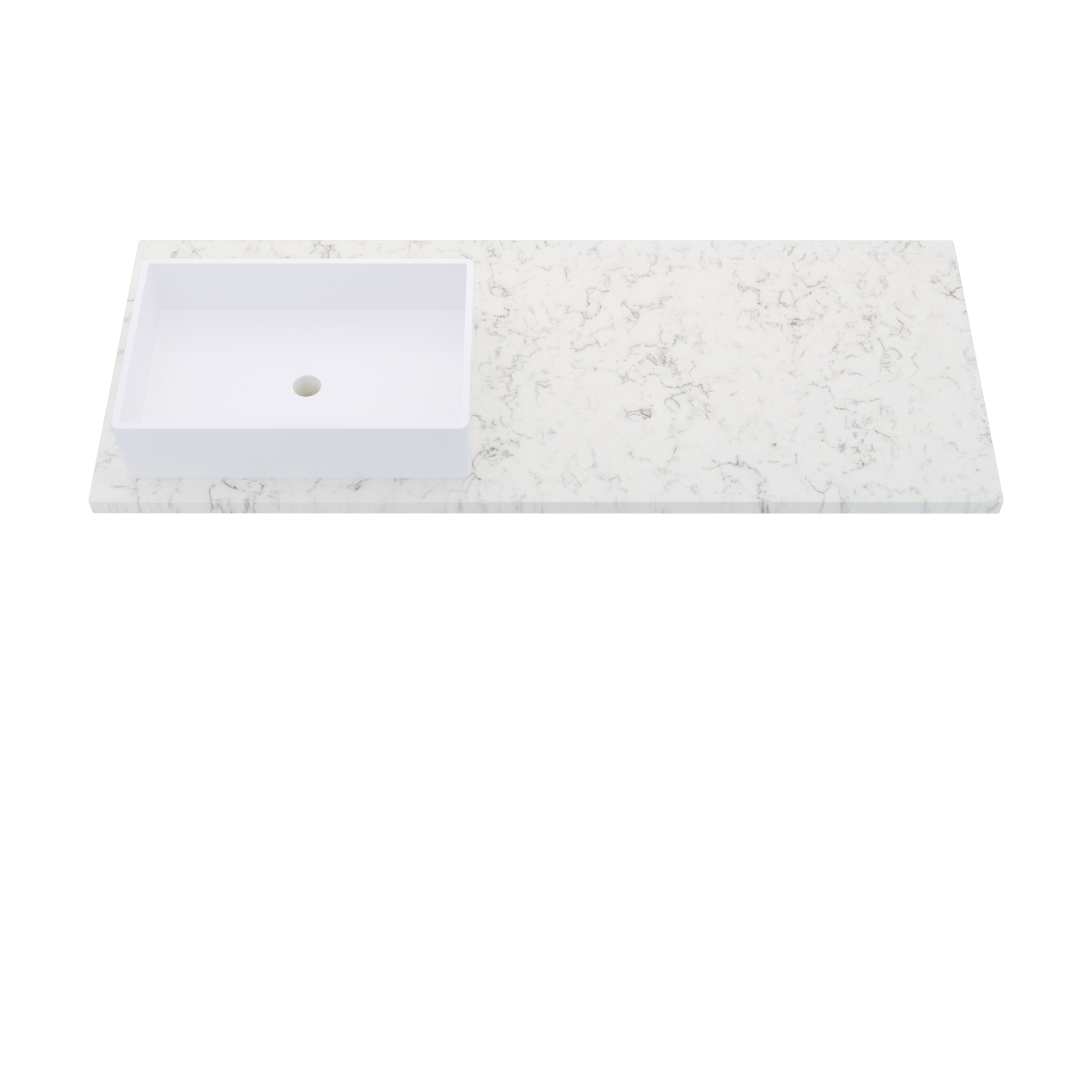 55" Vanderloc Silestone® Quartz Bathroom Vanity Top | Single Rectangle Sink | Offset in Lyra