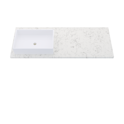 55" Vanderloc Silestone® Quartz Bathroom Vanity Top | Single Rectangle Sink | Offset in Lyra