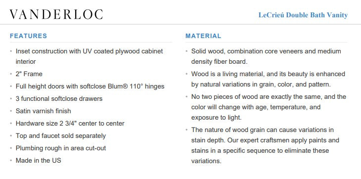 Vanderloc LeCrieú Double Bath Vanity