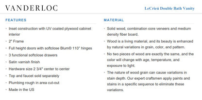 Vanderloc LeCrieú Double Bath Vanity