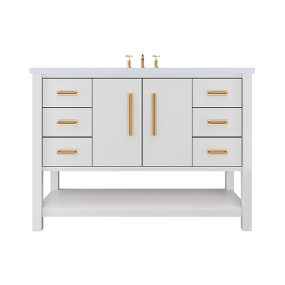 Vanderloc Kiawah Single Sink Extra-Wide 48" - Strong White