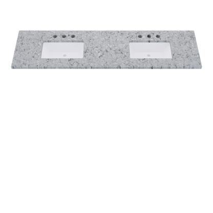 79" Vanderloc Silestone® Quartz Bathroom Vanity Top | Double Rectangle Sink | Centered in Pietra