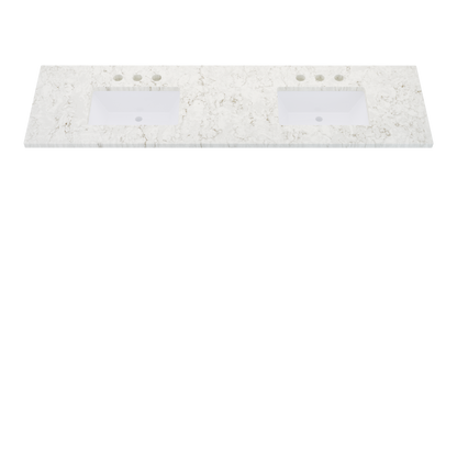79" Vanderloc Silestone® Quartz Bathroom Vanity Top | Double Rectangle Sink | Centered in Lusso