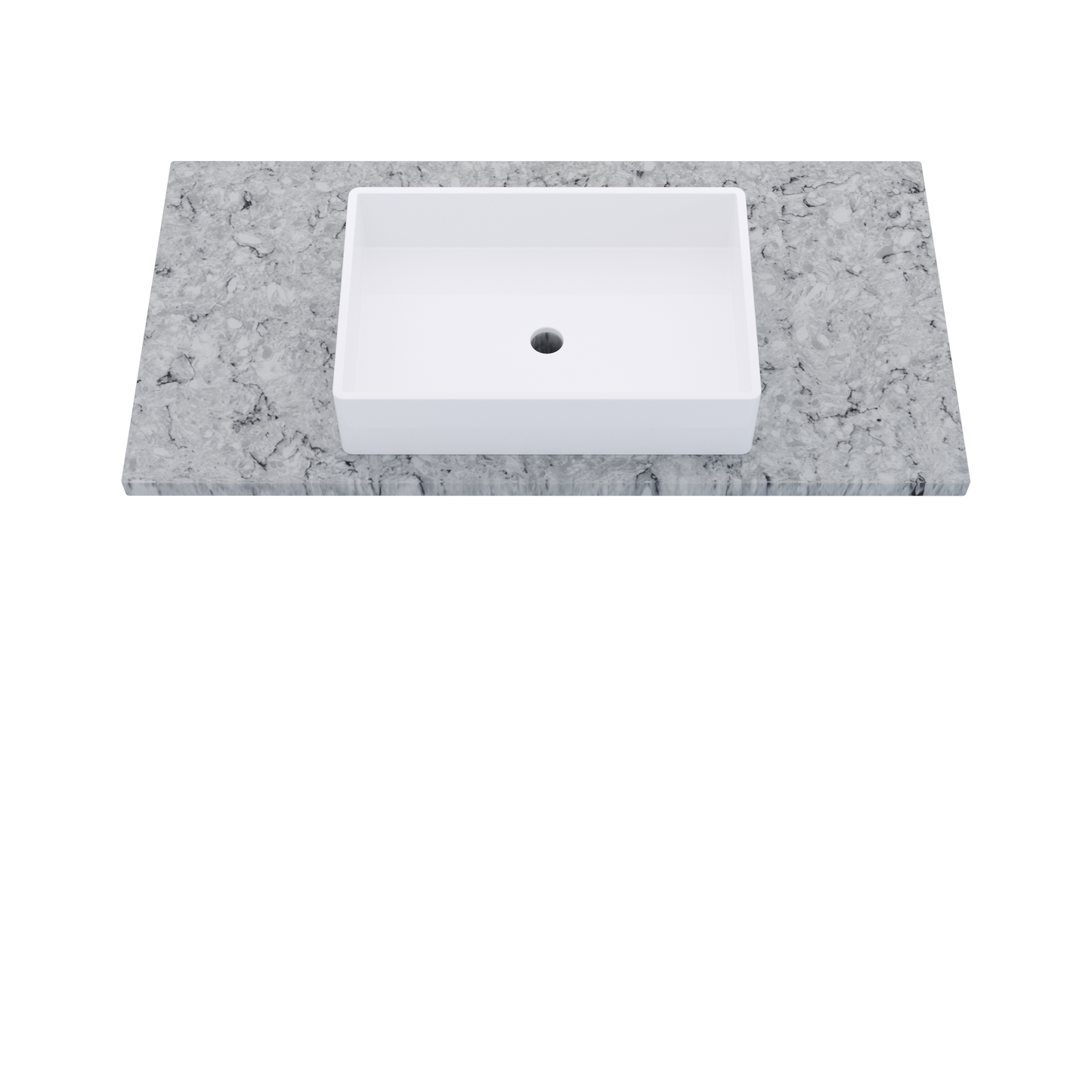43" Vanderloc Silestone® Quartz Bathroom Vanity Top | Single Vigo Sink | Centered in Pietra