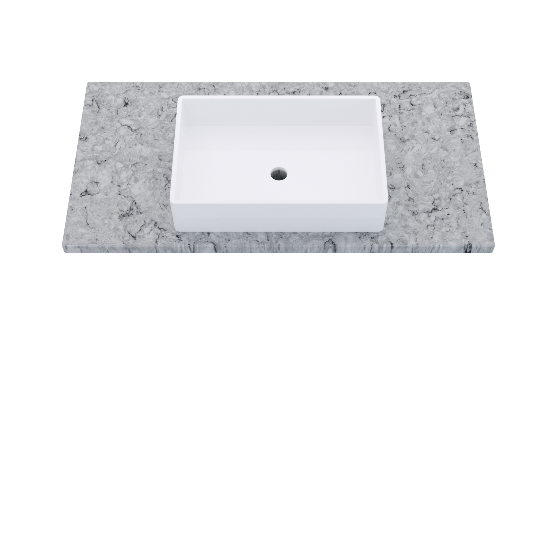 43" Vanderloc Silestone® Quartz Bathroom Vanity Top | Single Vigo Sink | Centered in Pietra