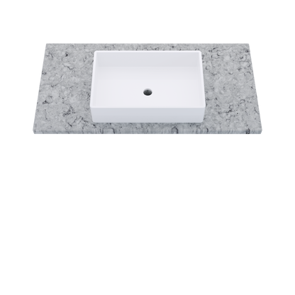 43" Vanderloc Silestone® Quartz Bathroom Vanity Top | Single Vigo Sink | Centered in Pietra