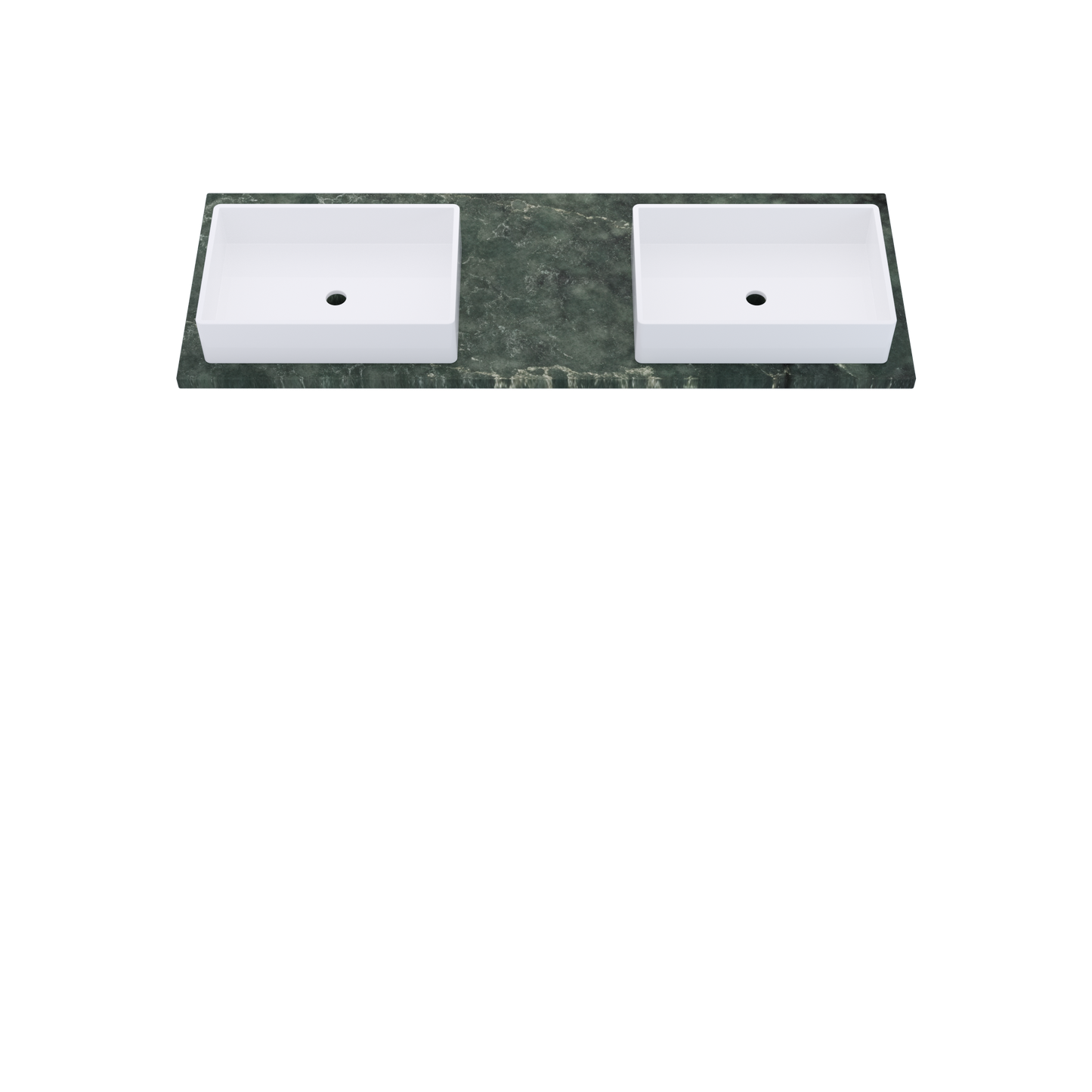 61" Vanderloc Silestone® Quartz Bathroom Vanity Top | Double Vigo Sink | Offset in Jardin Emerald