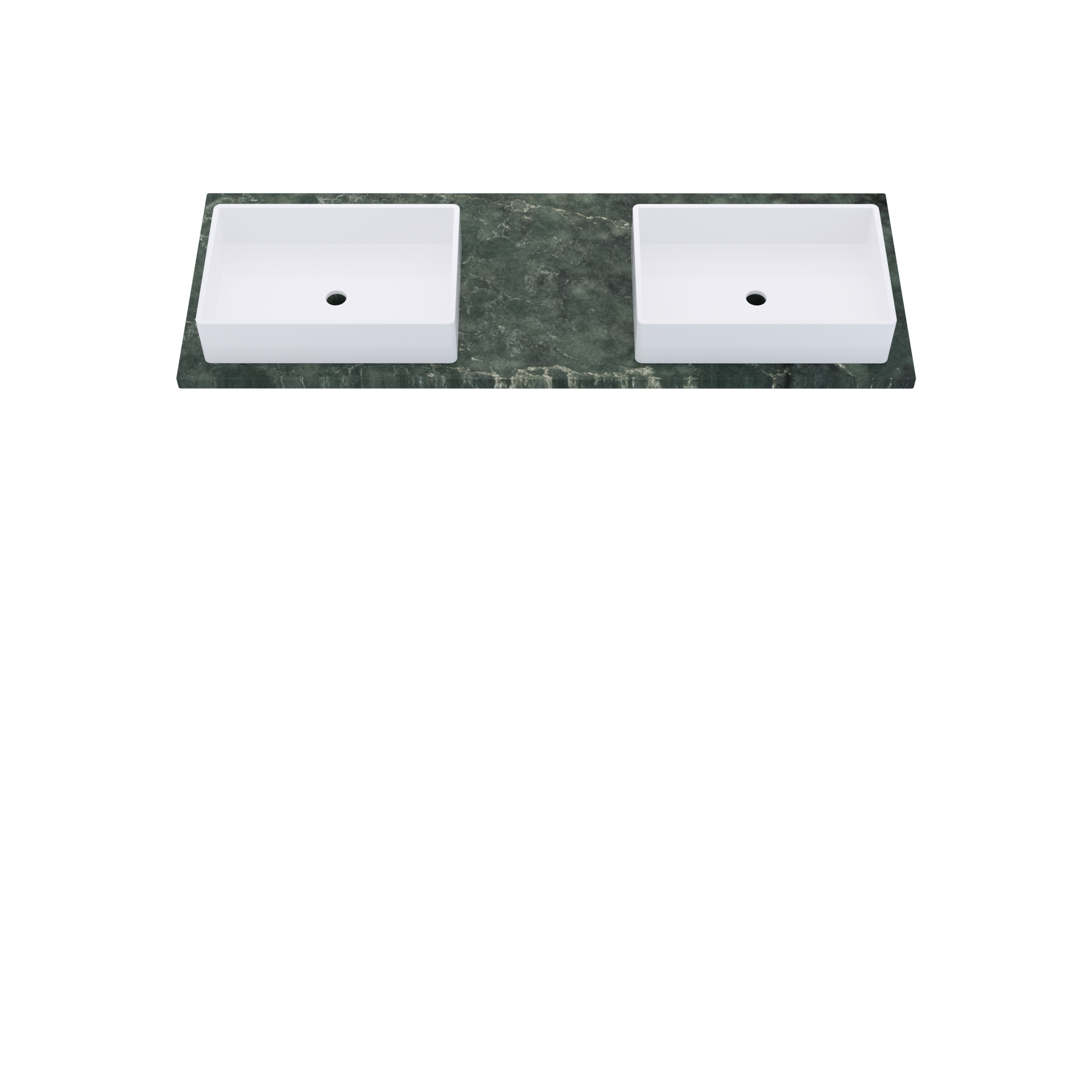 61" Vanderloc Silestone® Quartz Bathroom Vanity Top | Double Vigo Sink | Offset in Jardin Emerald