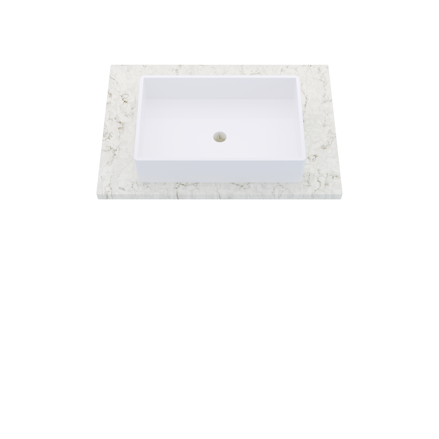 31" Vanderloc Silestone® Quartz Bathroom Vanity Top | Single Vigo Sink | Centered in Lusso