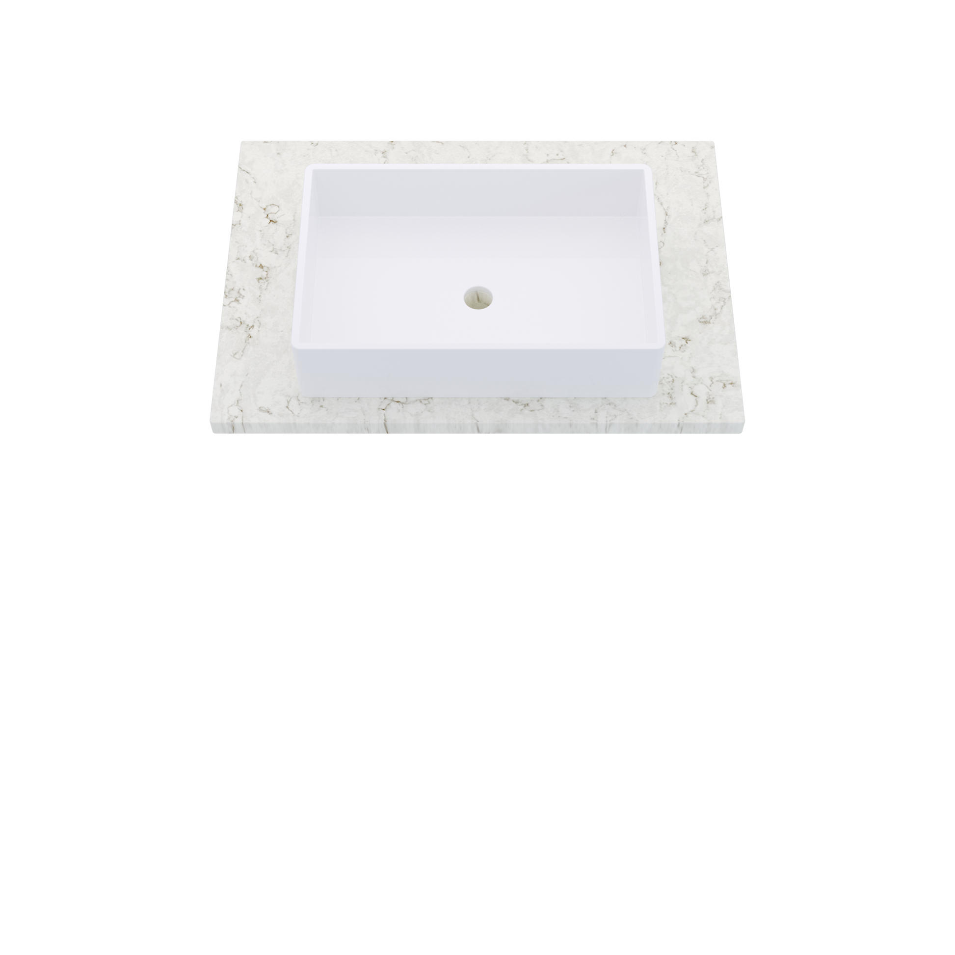 31" Vanderloc Silestone® Quartz Bathroom Vanity Top | Single Vigo Sink | Centered in Lusso