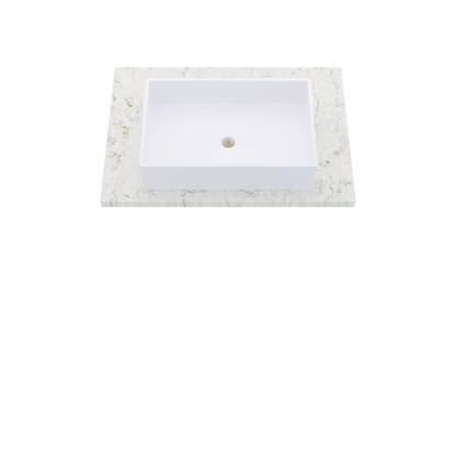 31" Vanderloc Silestone® Quartz Bathroom Vanity Top | Single Vigo Sink | Centered in Lusso