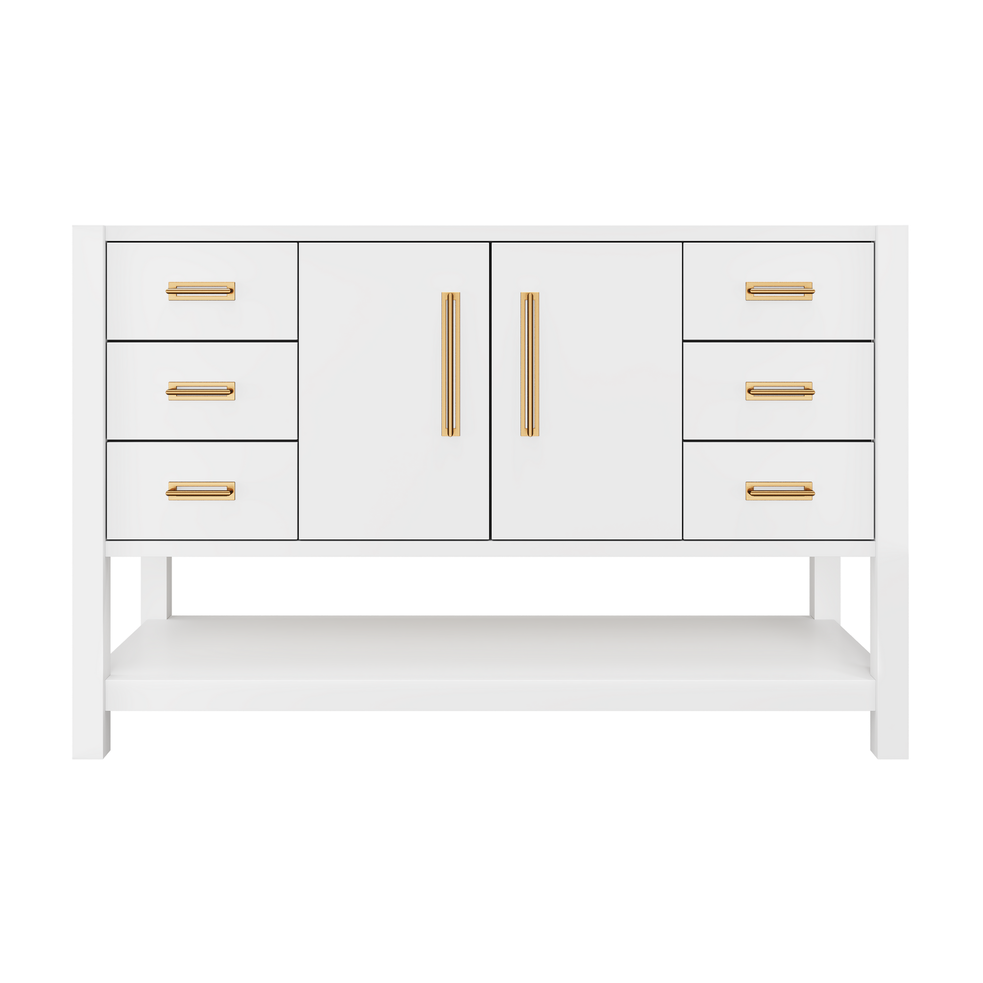 Kiawah Single Extra-Wide Bath Vanity 54in Pure White Satin Gold