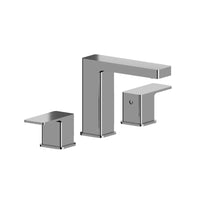 Three-hole widespread bathroom faucet with two handles and 8-inch configuration