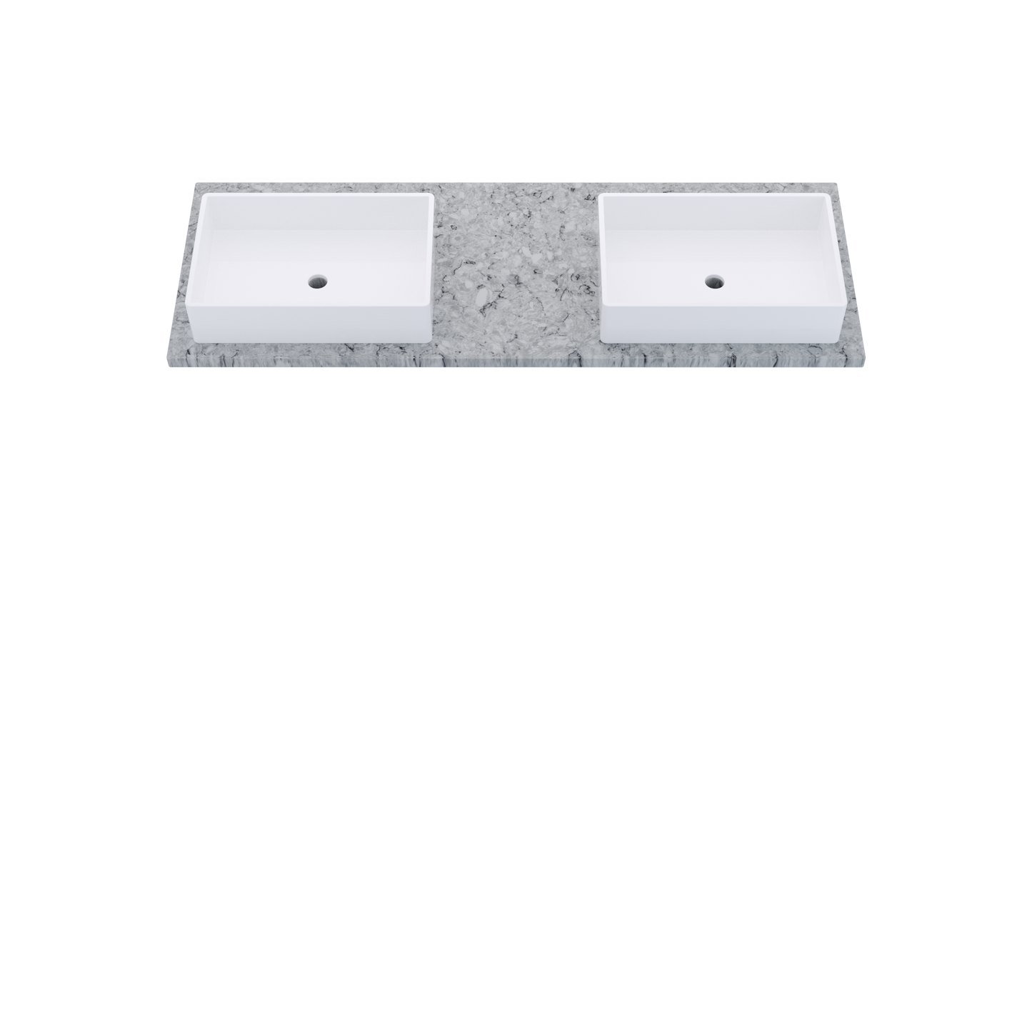 61" Vanderloc Silestone® Quartz Bathroom Vanity Top | Double Vigo Sink | Offset in Pietra