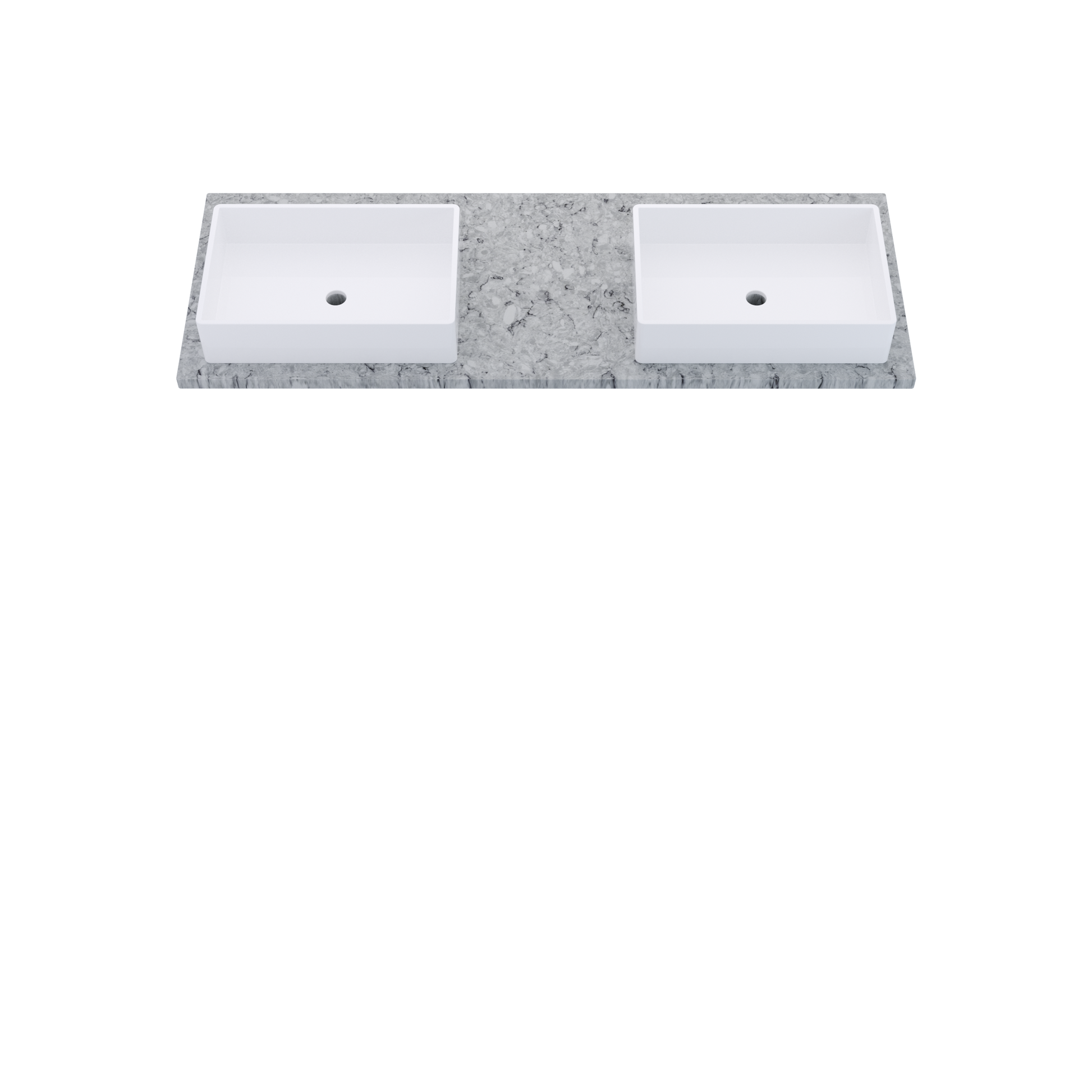 61" Vanderloc Silestone® Quartz Bathroom Vanity Top | Double Vigo Sink | Offset in Pietra
