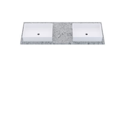 61" Vanderloc Silestone® Quartz Bathroom Vanity Top | Double Vigo Sink | Offset in Pietra