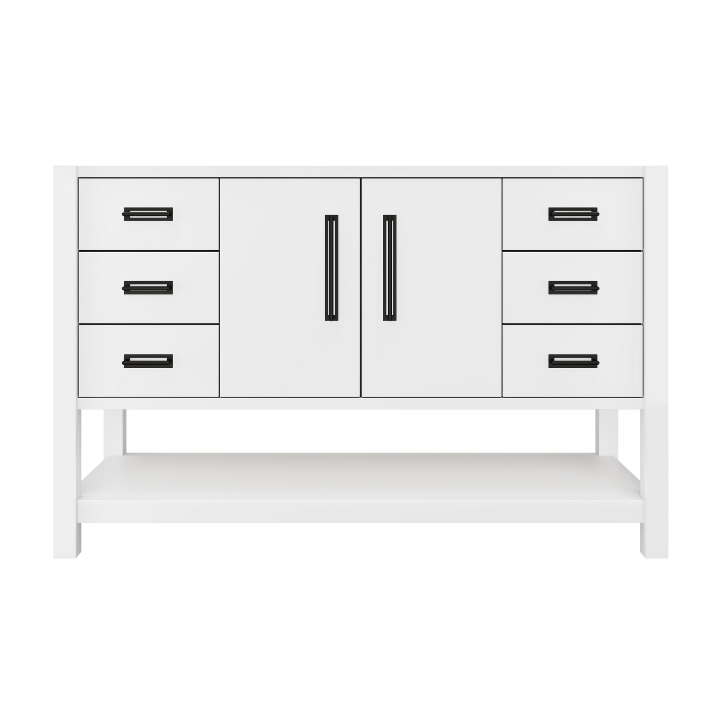 Kiawah Single Extra-Wide Bath Vanity 54in Pure White Matte Black