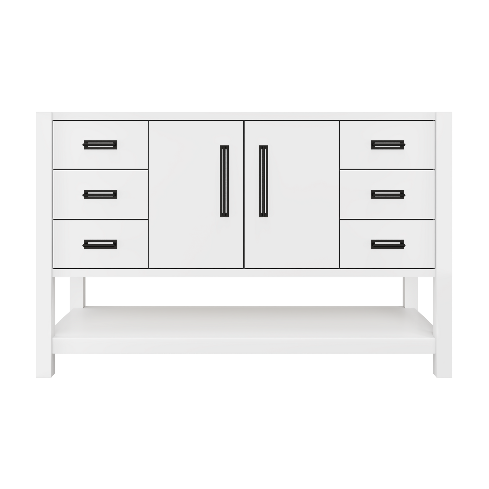 Kiawah Single Extra-Wide Bath Vanity 54in Pure White Matte Black