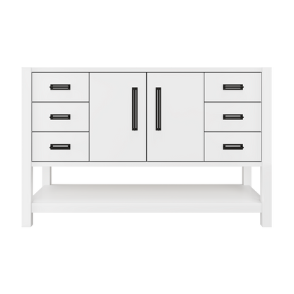 Kiawah Single Extra-Wide Bath Vanity 54in Pure White Matte Black