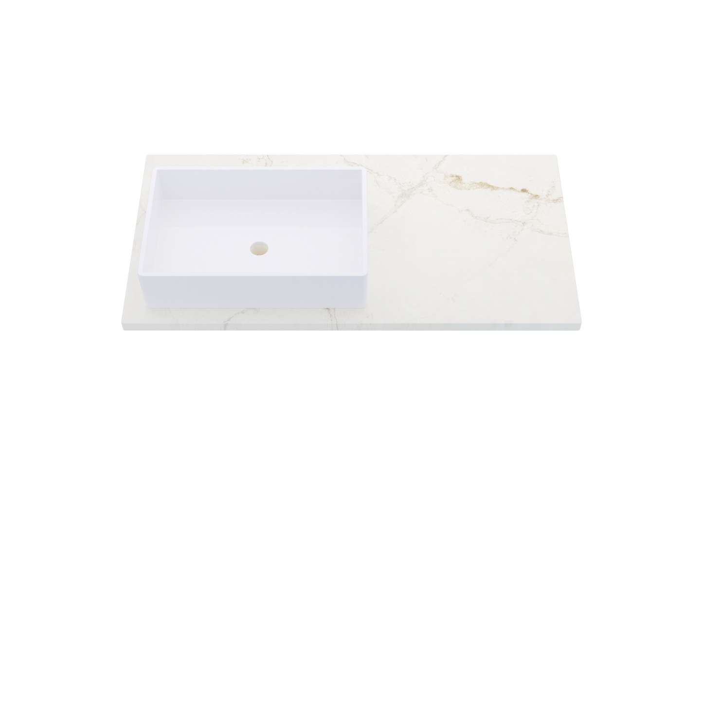 43" Vanderloc Silestone® Quartz Bathroom Vanity Top | Single Rectangle Sink | Offset in Blanc Elysee