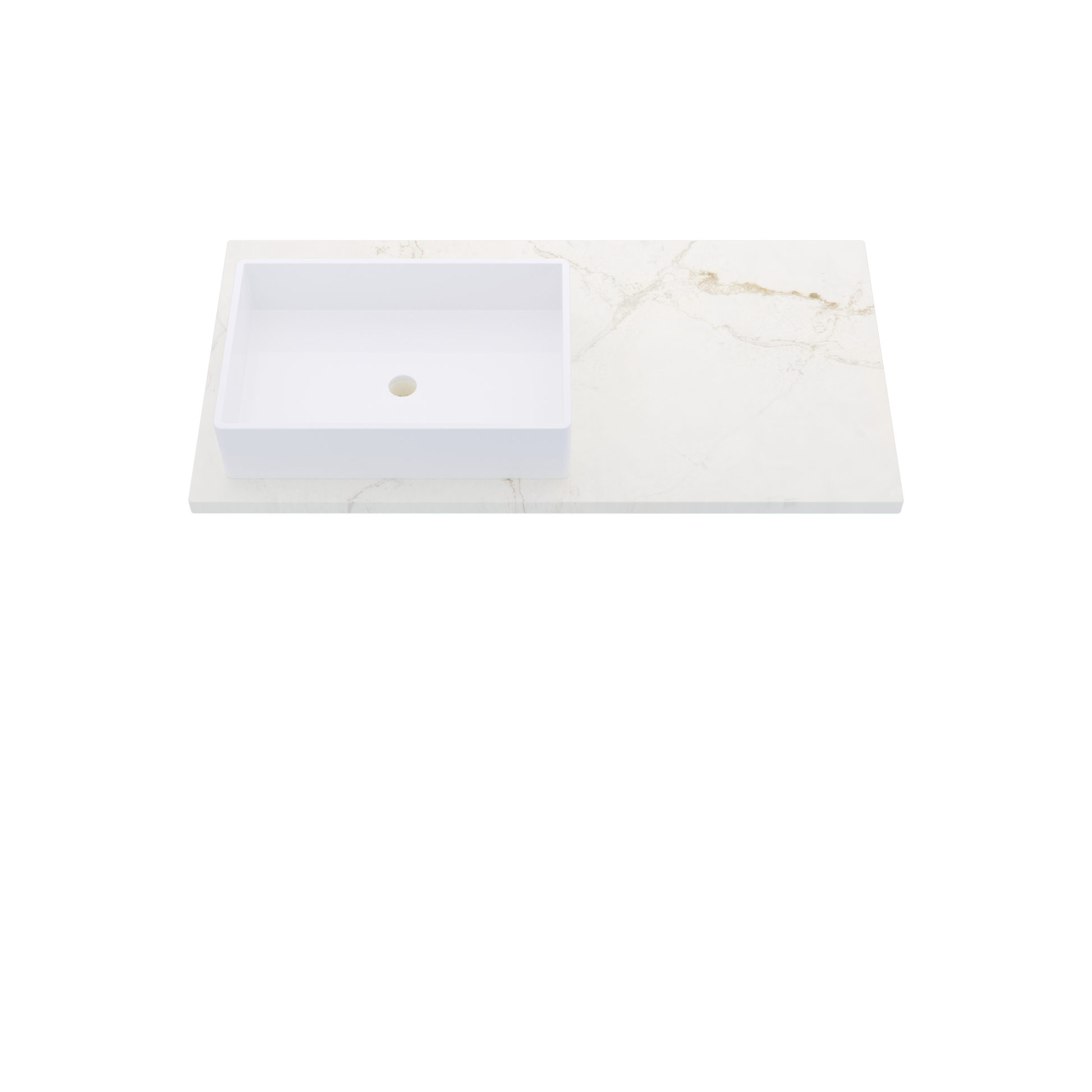 43" Vanderloc Silestone® Quartz Bathroom Vanity Top | Single Rectangle Sink | Offset in Blanc Elysee