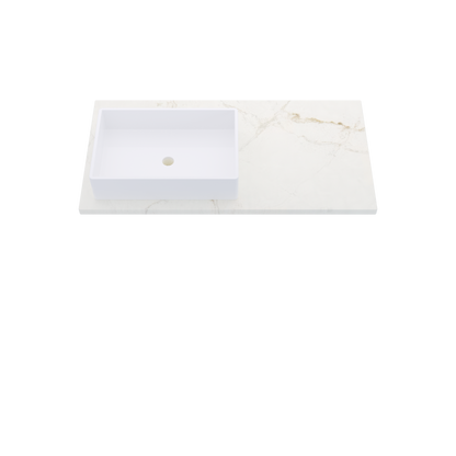 43" Vanderloc Silestone® Quartz Bathroom Vanity Top | Single Rectangle Sink | Offset in Blanc Elysee