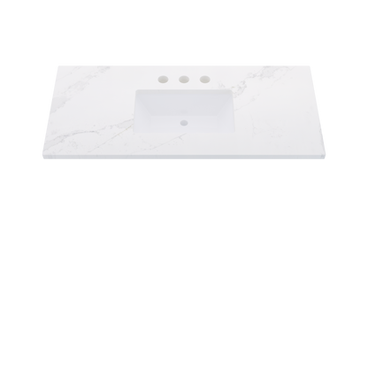 49" Vanderloc Silestone® Quartz Bathroom Vanity Top | Single Rectangle Sink | Centered in Et Calacatta Gold