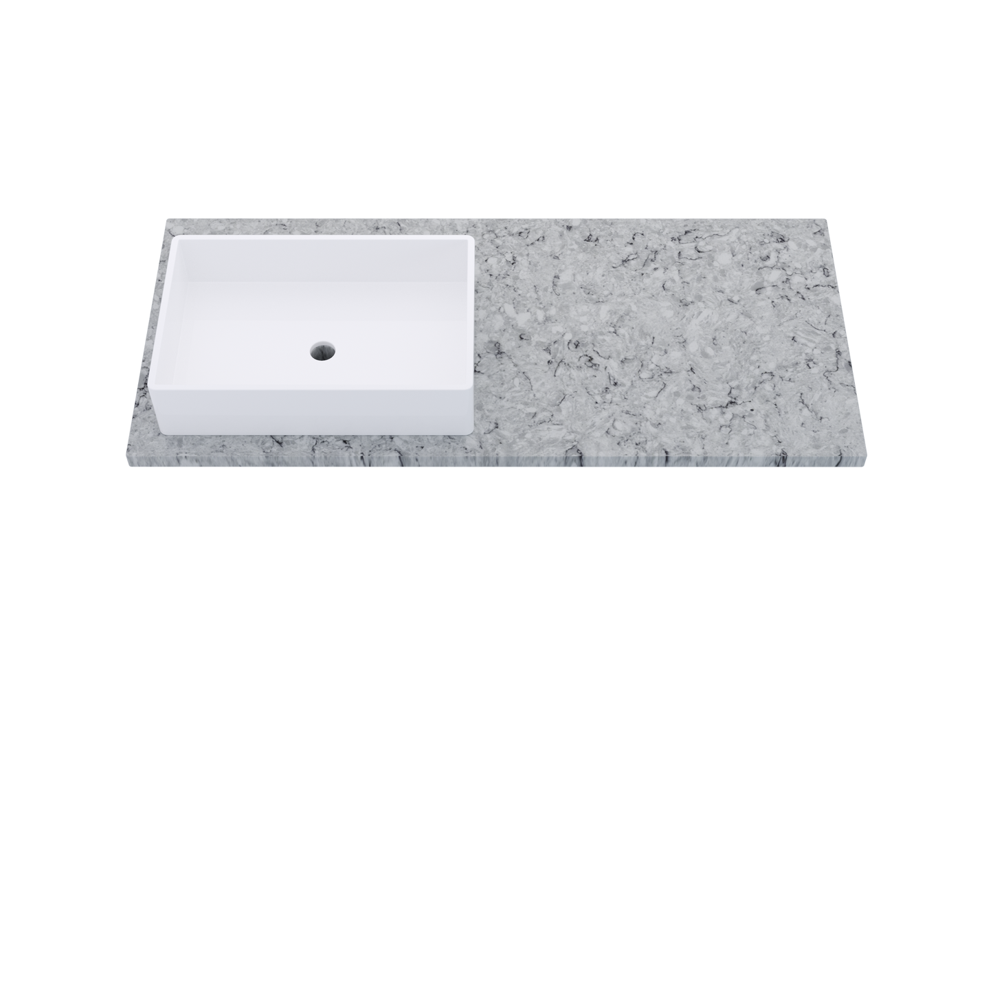 49" Vanderloc Silestone® Quartz Bathroom Vanity Top | Single Rectangle Sink | Offset in Pietra