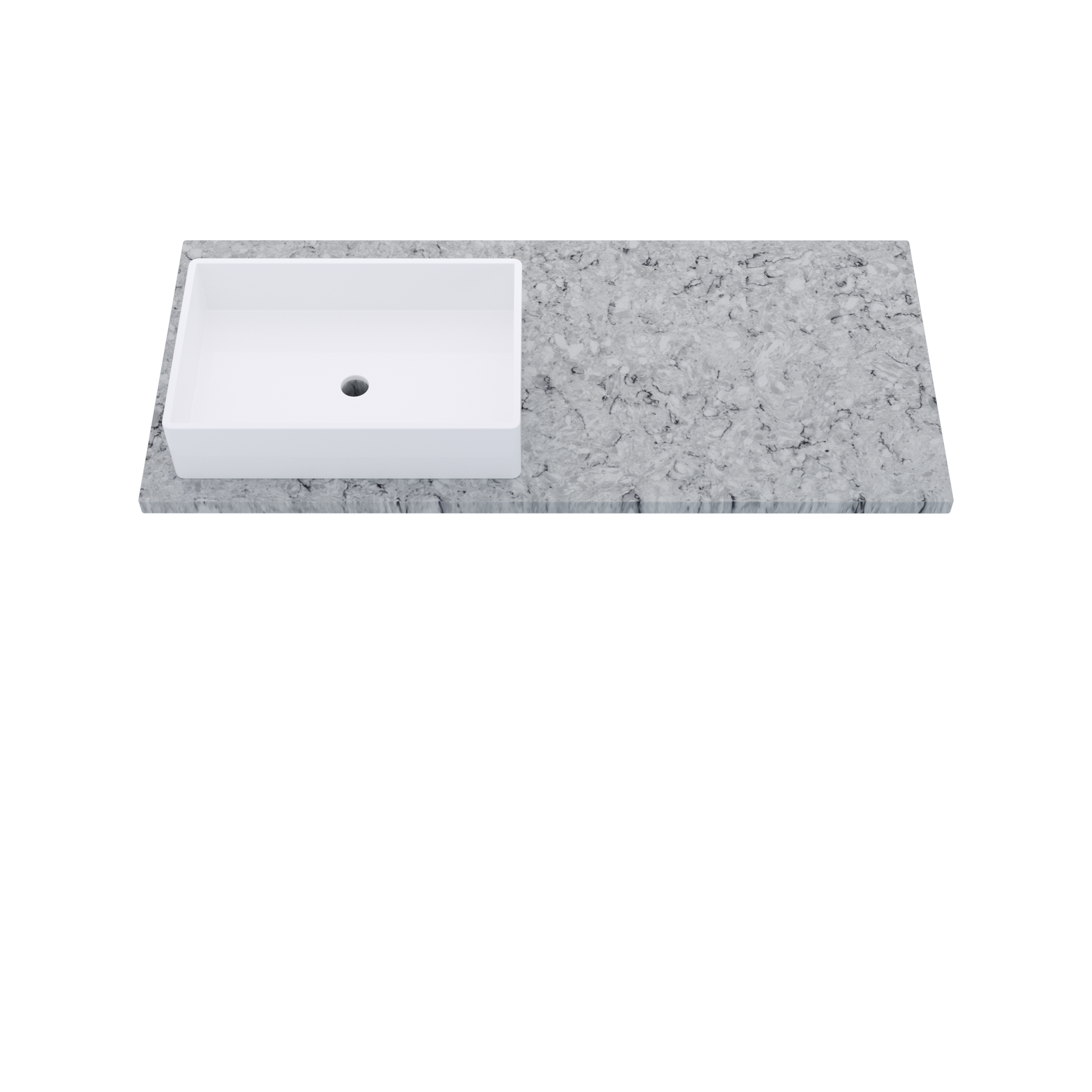 49" Vanderloc Silestone® Quartz Bathroom Vanity Top | Single Rectangle Sink | Offset in Pietra