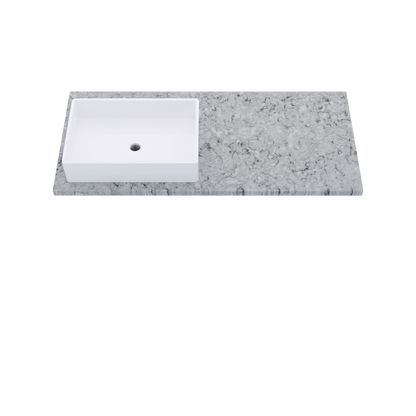 49" Vanderloc Silestone® Quartz Bathroom Vanity Top | Single Rectangle Sink | Offset in Pietra