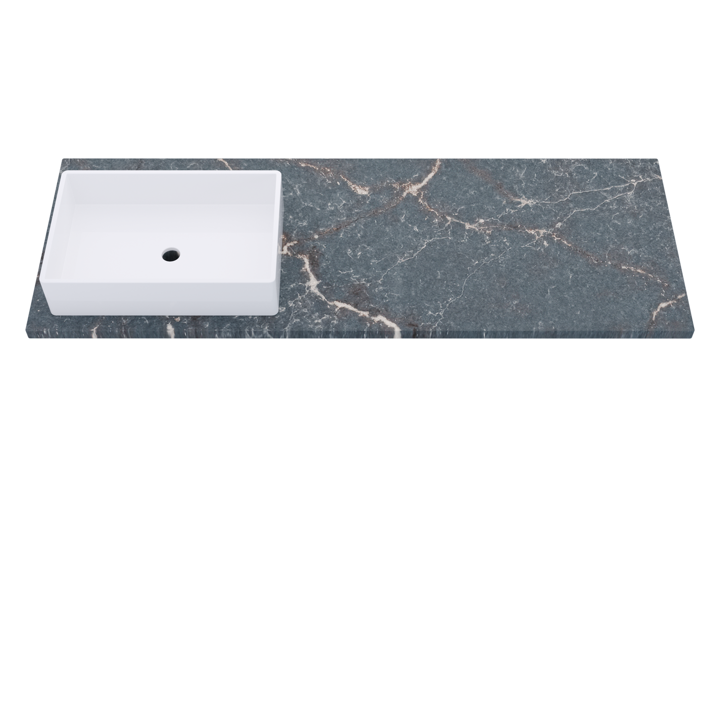 61" Vanderloc Silestone® Quartz Bathroom Vanity Top | Single Rectangle Sink | Offset in Parisien Bleu