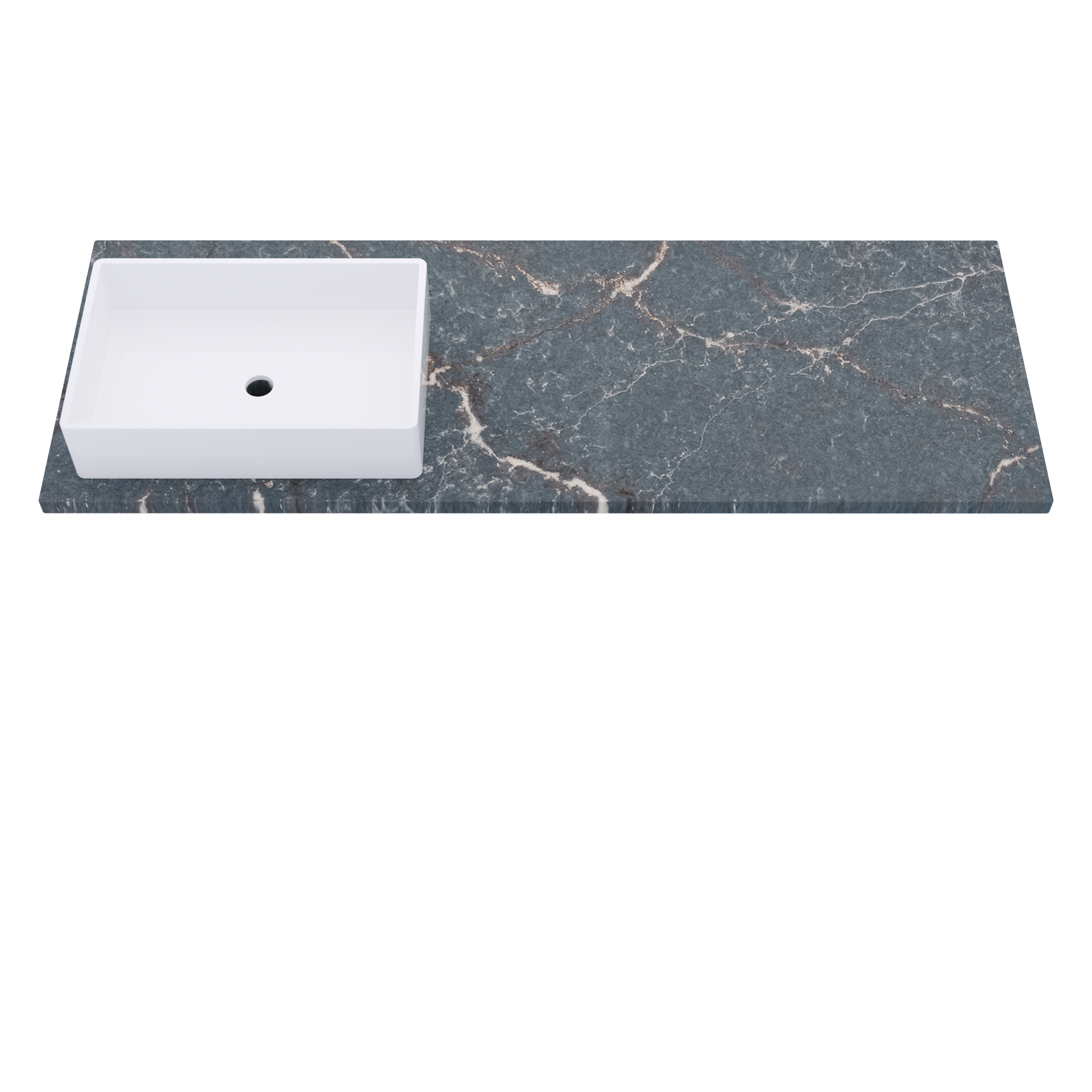 61" Vanderloc Silestone® Quartz Bathroom Vanity Top | Single Rectangle Sink | Offset in Parisien Bleu